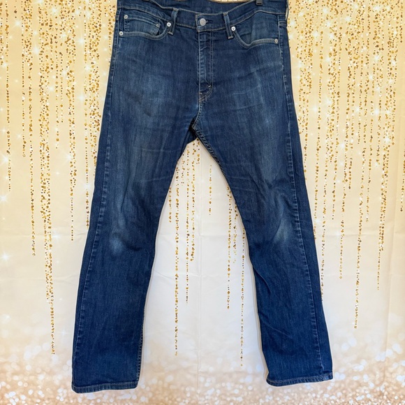 Levi's 513 Dark Blue Straight Slim Jeans 34x30 - Picture 1 of 5